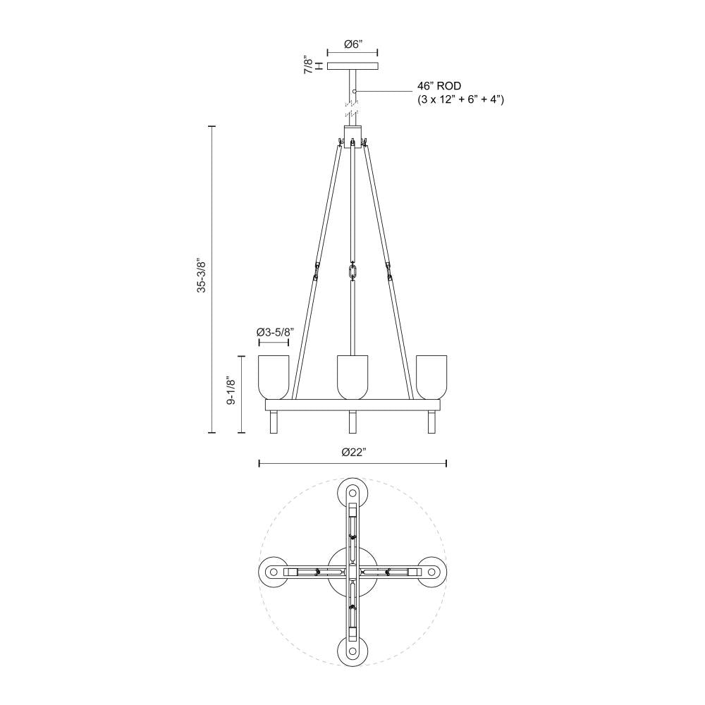 ALORA Lighting PD338422UBCC Pendant, 22-in Clear Crystal/Urban Bronze, 4 Lights, Modern Design