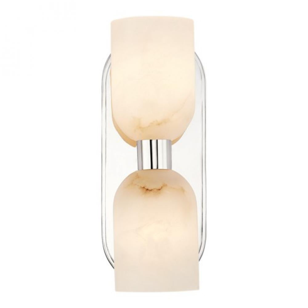 ALORA Lighting Lucian WV338902PNAR Wall/Vanity Light Fixture, UL Damp Rated, Polished Nickel/Alabaster