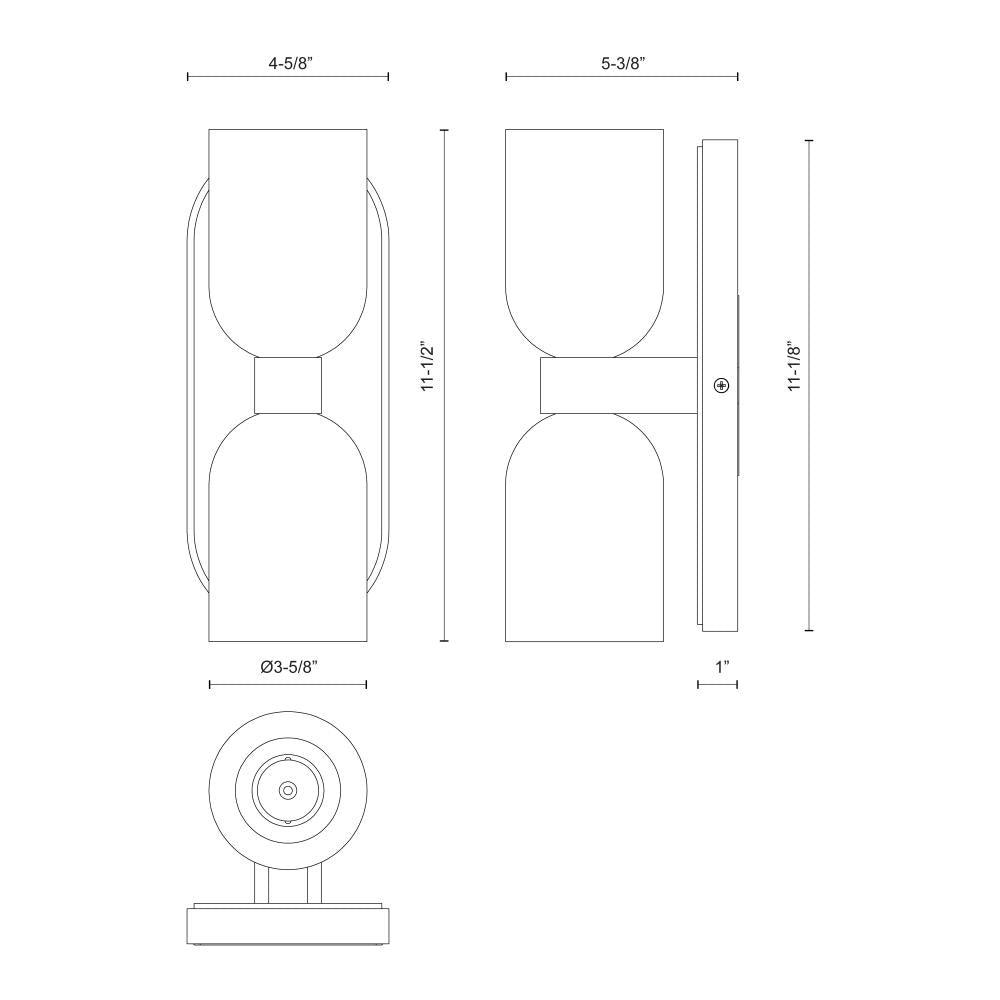 ALORA Lighting Lucian WV338902PNAR Wall/Vanity Light Fixture, UL Damp Rated, Polished Nickel/Alabaster