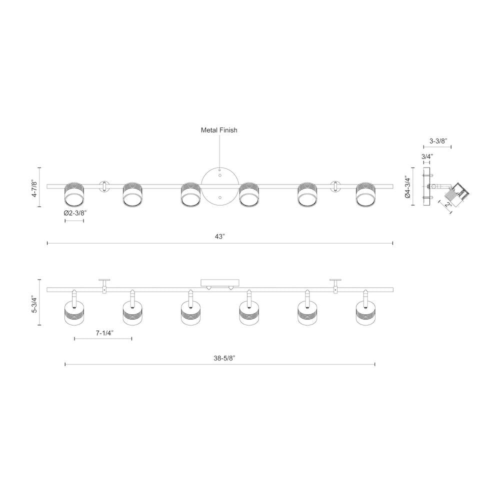 Kuzco Lighting TR10044-BN Lyra 43-in Track Light Fixture, UL Damp Rated, Brushed Nickel