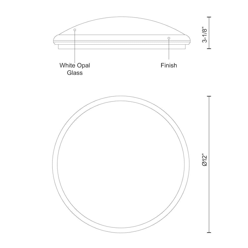 Kuzco Malta FM1512-WH LED Flush Mount Fixture, UL Listed, White