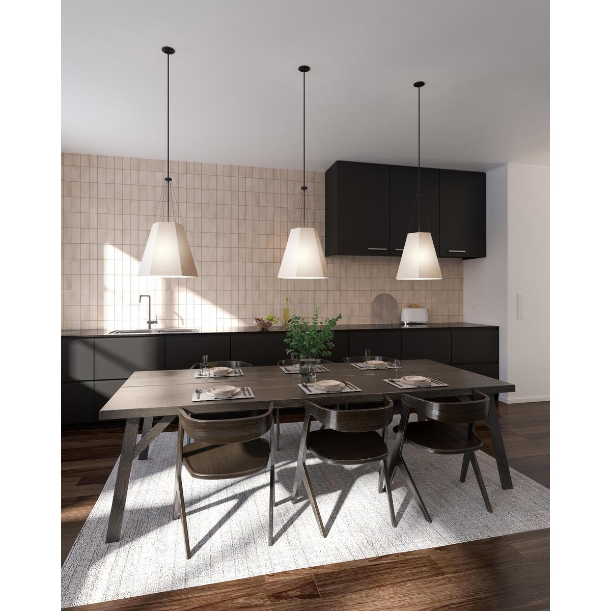 ALORA MOOD Lighting PD545622MBWL Pendant, Geometric Art, Matte Black/White Linen