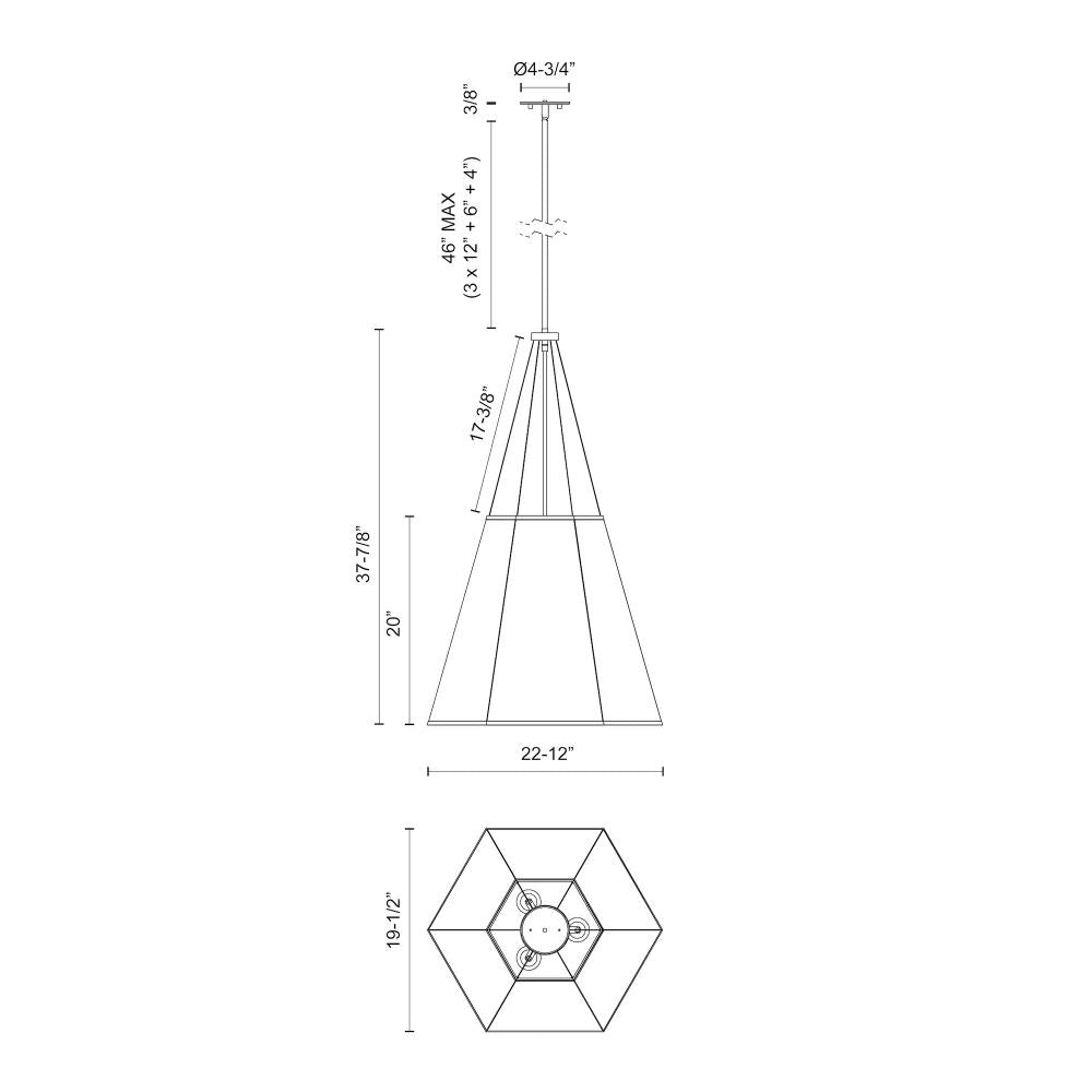 ALORA MOOD Lighting PD545622MBWL Pendant, Geometric Art, Matte Black/White Linen