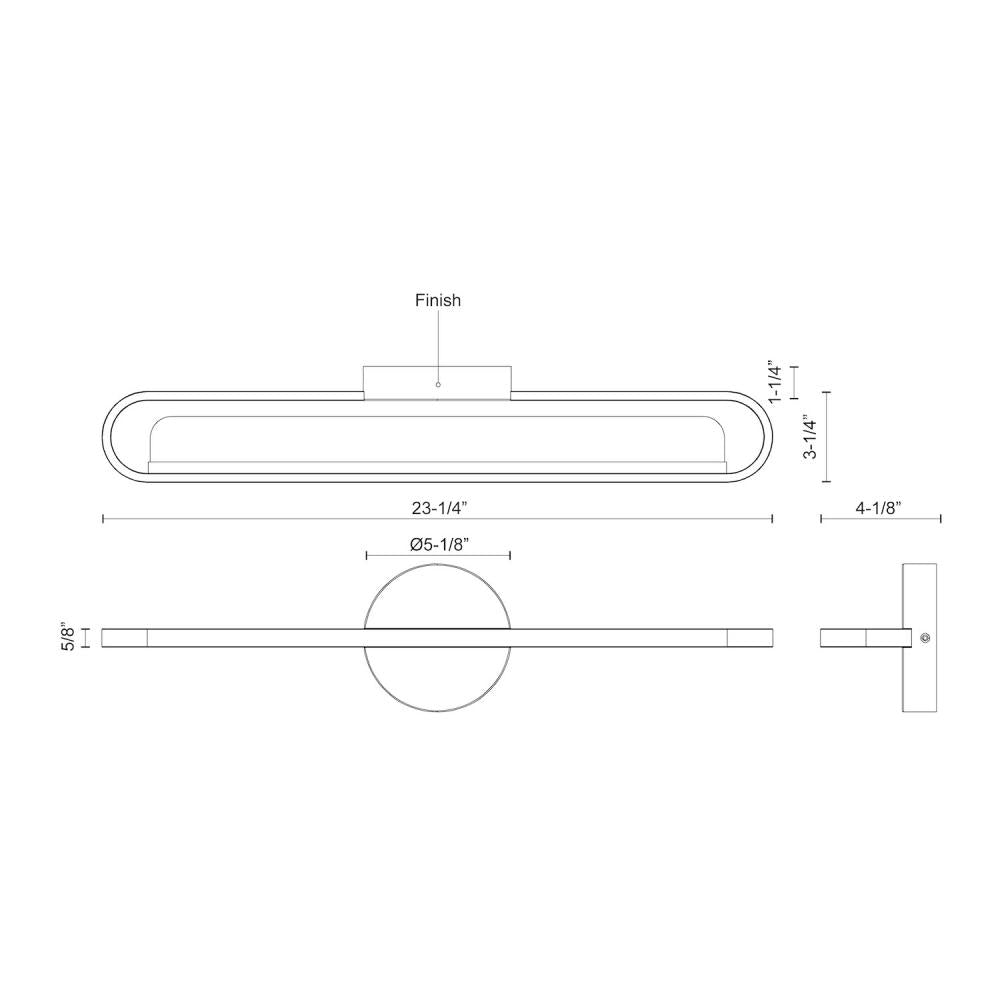 Kuzco Marlon VL63724-CH Vanity Light Fixture, UL Damp Rated, Chrome