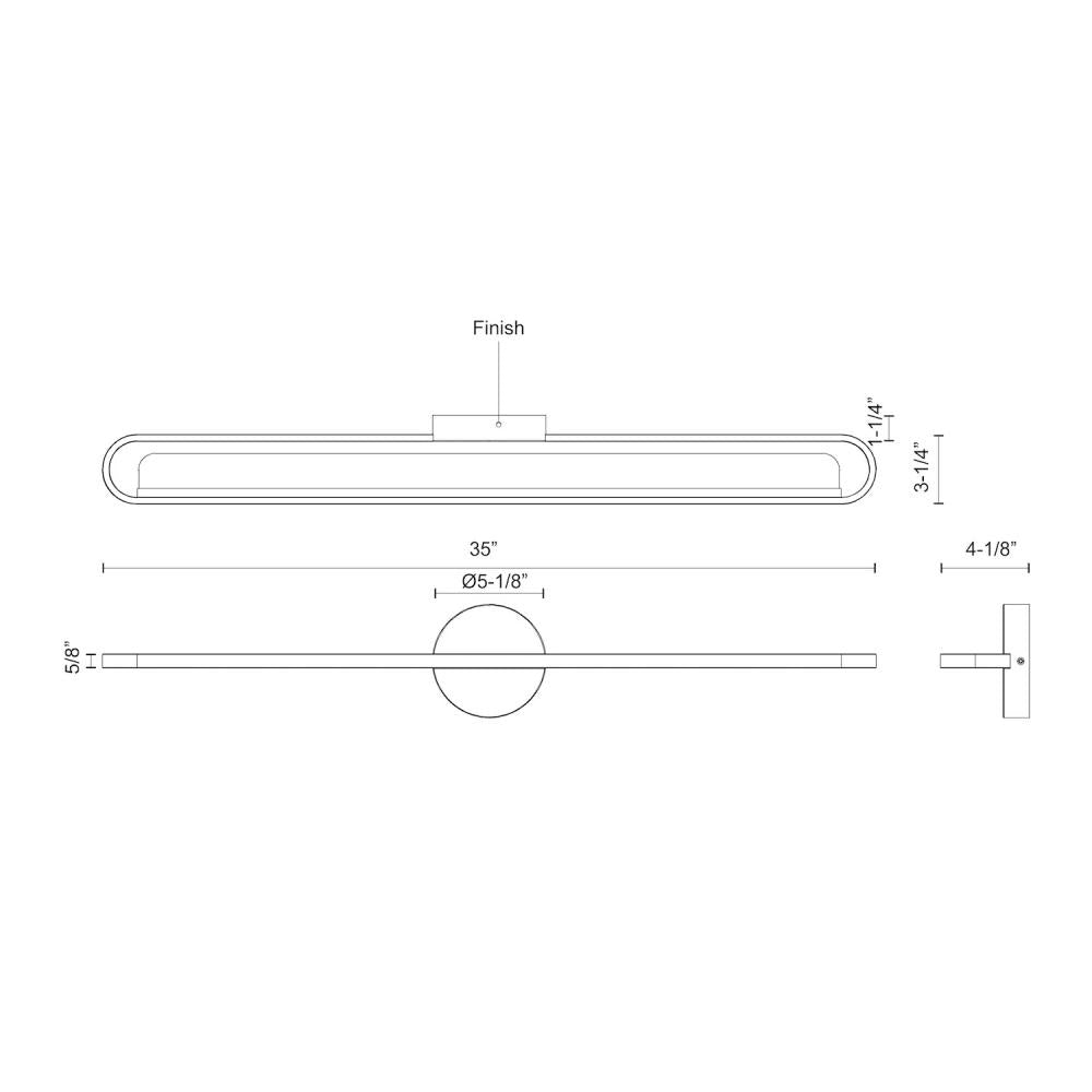 Kuzco Marlon 36-in Vanity Light Fixture, LED, Brushed Nickel