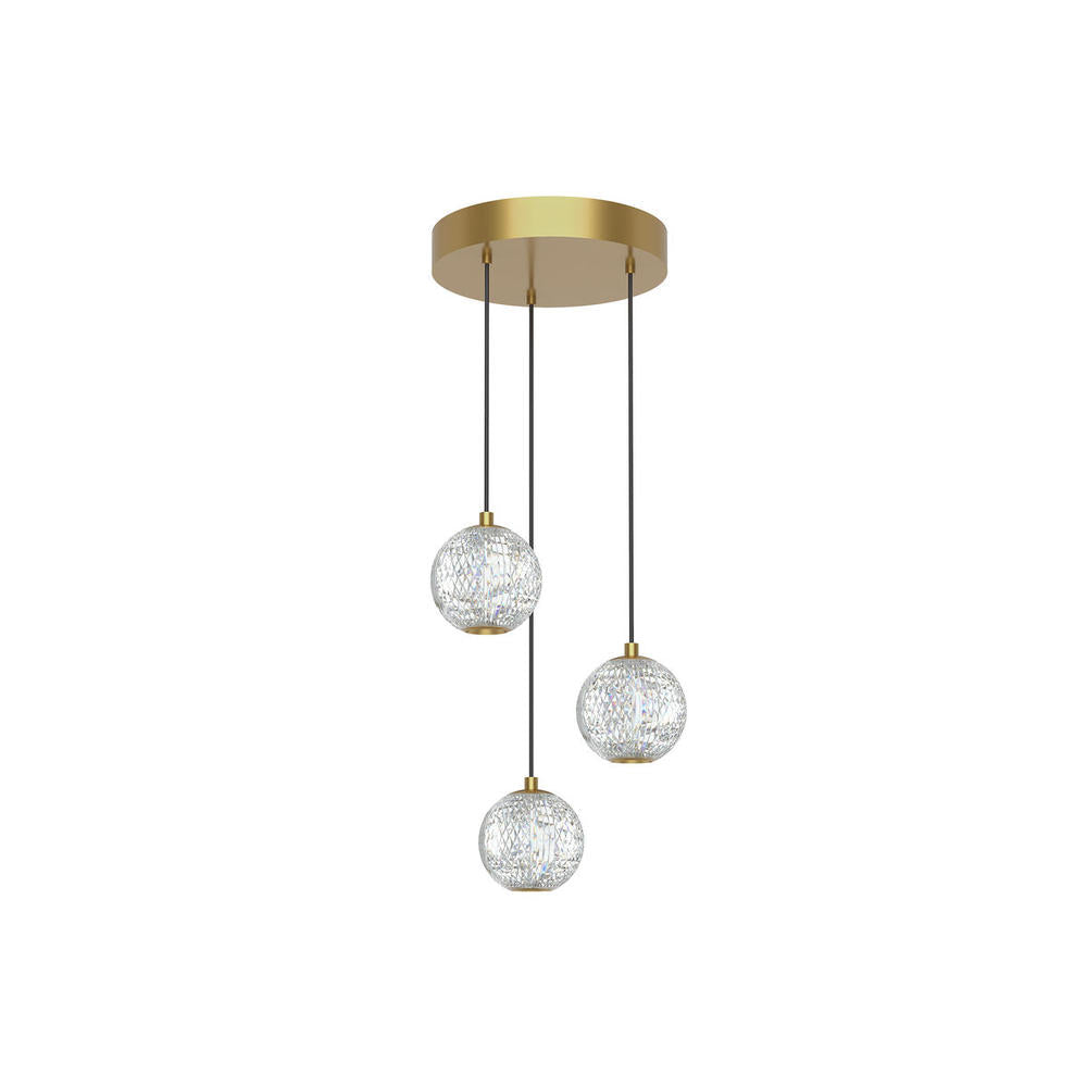 ALORA Lighting MP321203NB Multi Pendant, 3 Light, LED, Natural Brass