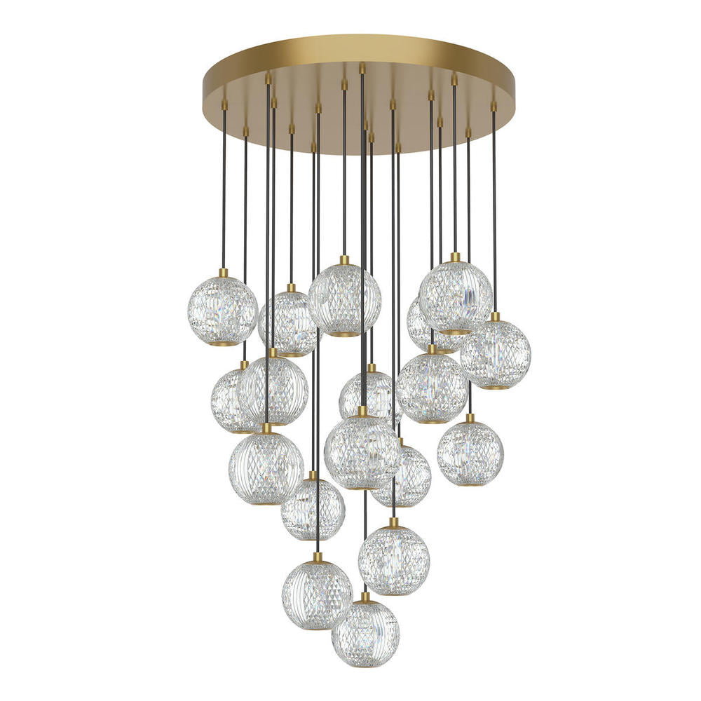 ALORA Lighting MP321218NB Multi Pendant, 18 Light Natural Brass LED, UL Damp Rated