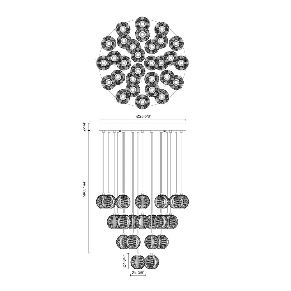 ALORA Lighting MP321230 Multi Pendant, 30 Light, LED, Polished Nickel
