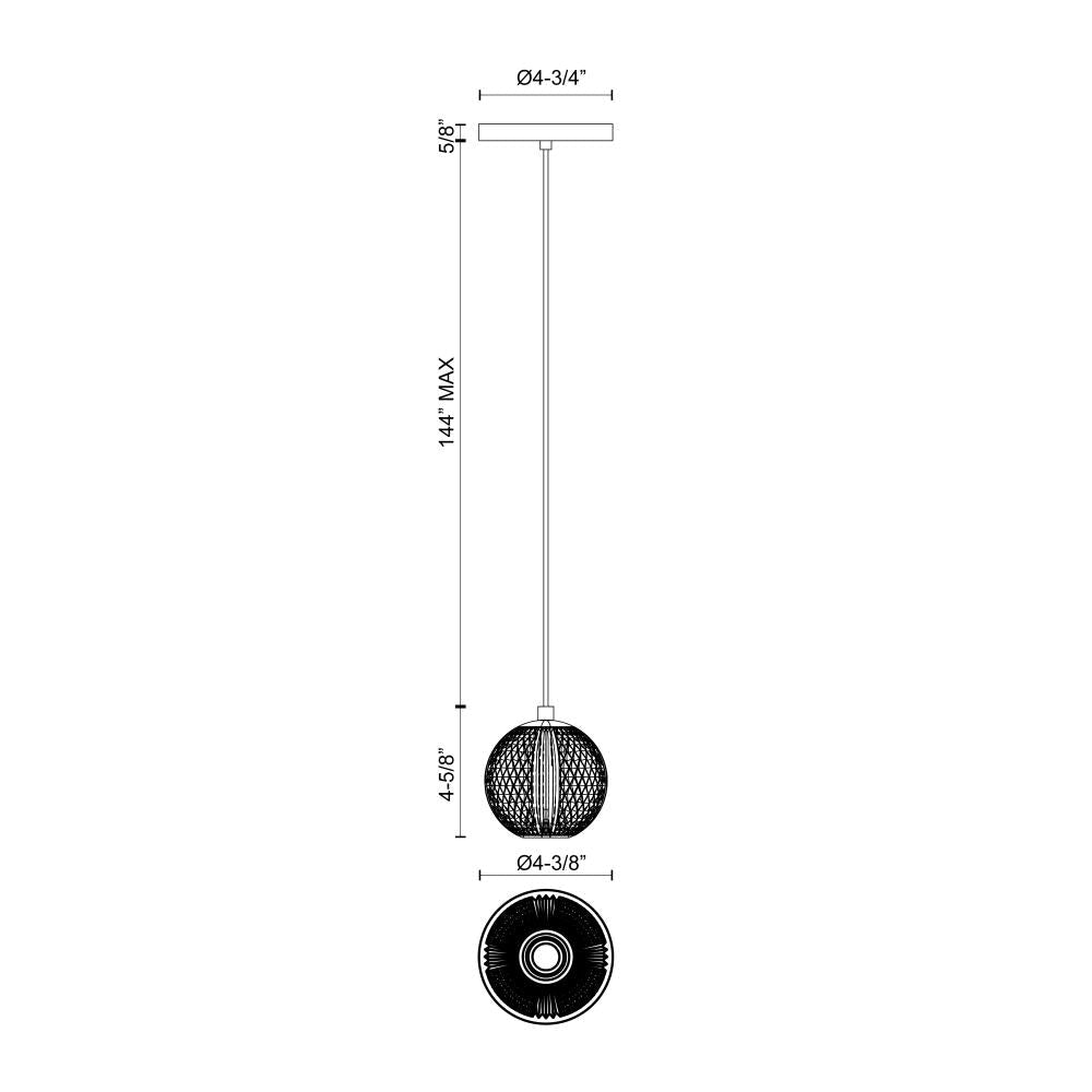 ALORA Lighting PD321201NB Pendant, 5-in, Natural Brass