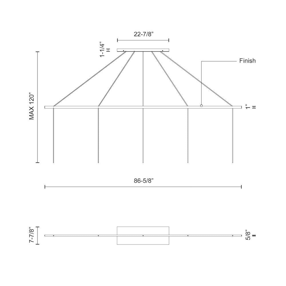 Kuzco Lighting CNL5AC-GH Linear Pendant Canopy System, UL Damp Rated, Graphite