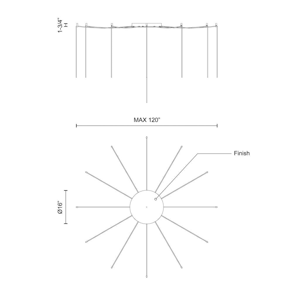Kuzco Lighting CNM13AC-GH Multi Pendant Canopy System, UL Damp Rated, Graphite