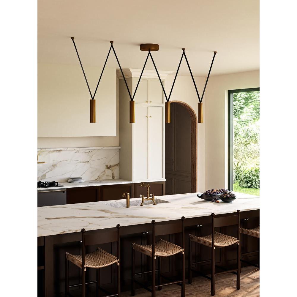 Kuzco LP90404-VB Mason 4-in Vintage Brass LED Linear Pendant, UL Damp Rated, Vintage Brass
