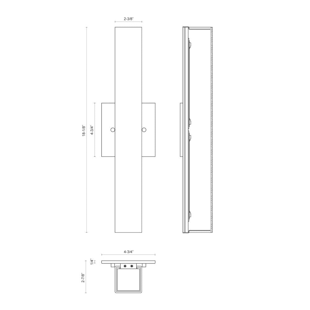 Kuzco Melville WS8418-BK Wall Sconce, LED, Black Finish