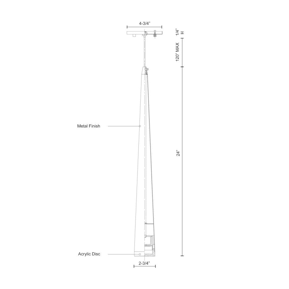 Kuzco Mina 401215BK-LED Pendant, 24-in, Single LED, Black