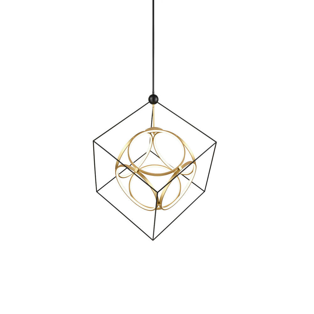 Kuzco CH19234-BK/AN LED Chandelier, UL Damp Rated, Black/Antique Brass