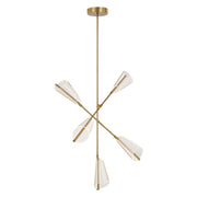 Kuzco Mulberry 37-in LED Chandelier, UL Damp Rated, Brushed Gold/Light Guide