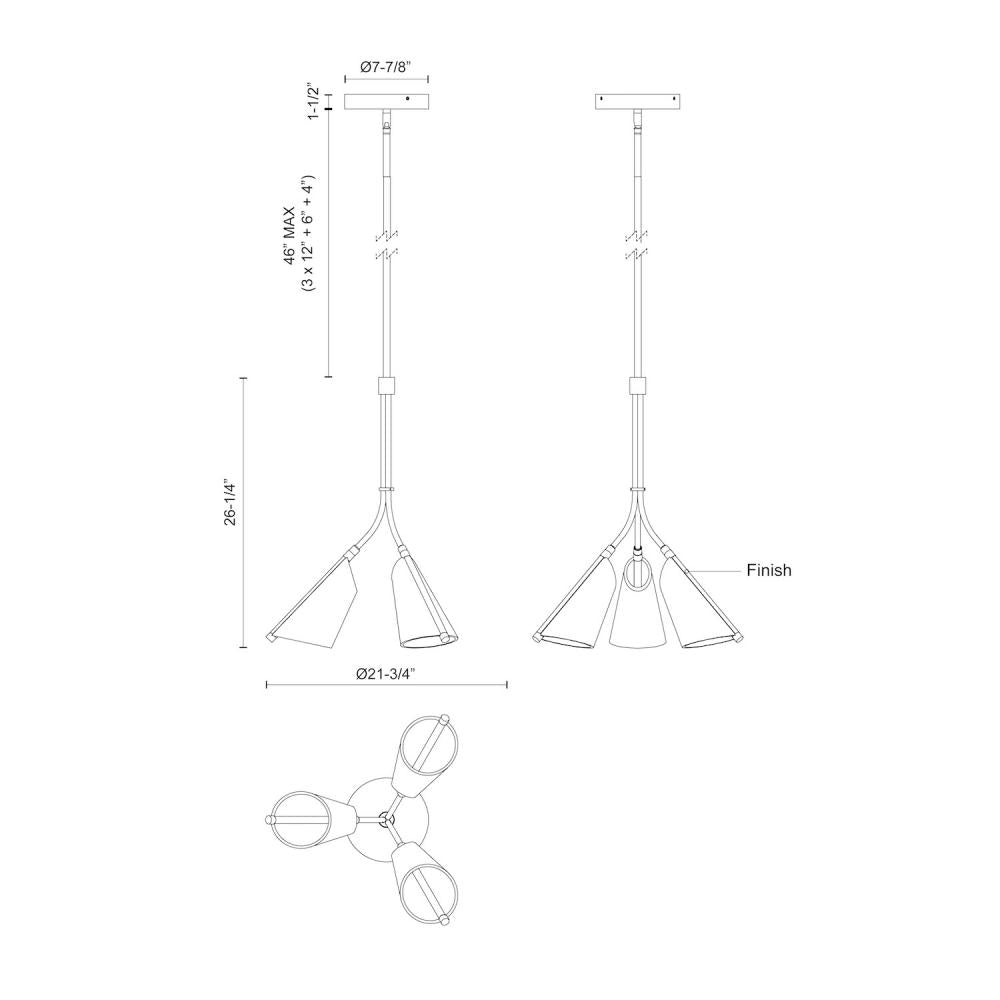 Kuzco Lighting PD62622-BK/LG Pendant, LED, Black/Light Guide