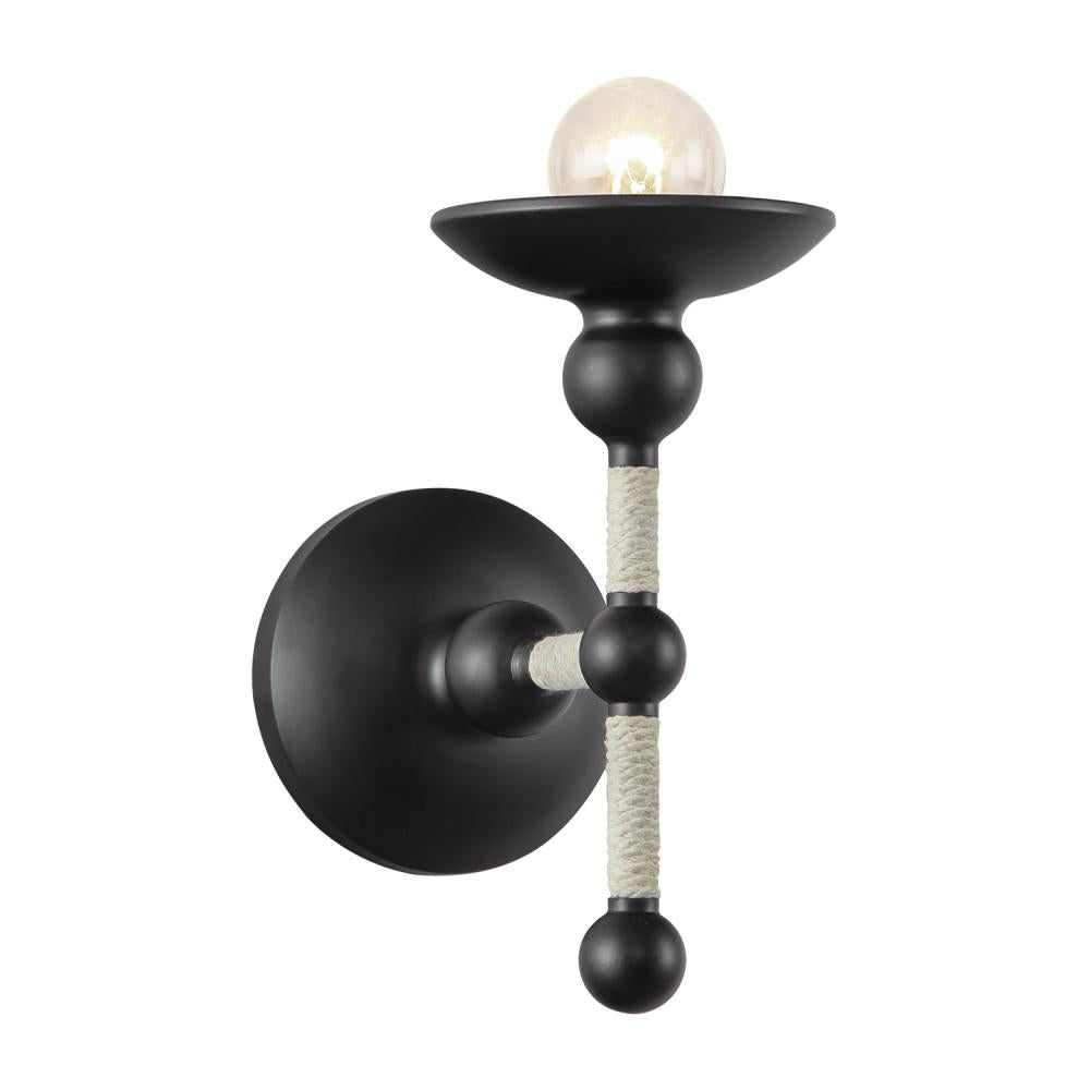 ALORA Lighting WV343104MBCN Wall Light Fixture, 1 Light, Matte Black/Cotton