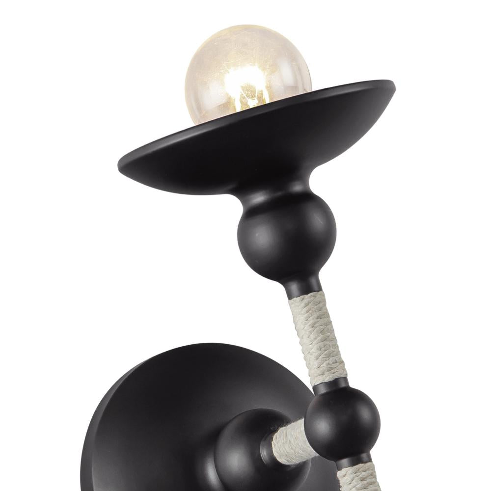 ALORA Lighting WV343104MBCN Wall Light Fixture, 1 Light, Matte Black/Cotton