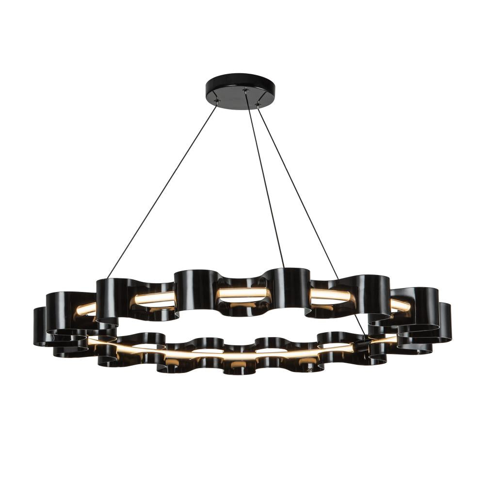 Kuzco CH18035-GBK Nami 32-in LED Chandelier, UL Damp Rated, Gloss Black