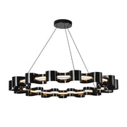 Kuzco CH18035-GBK Nami 32-in LED Chandelier, UL Damp Rated, Gloss Black