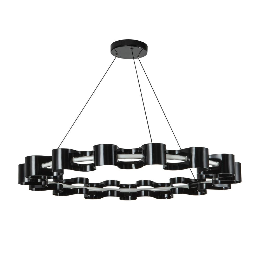 Kuzco CH18035-GBK Nami 32-in LED Chandelier, UL Damp Rated, Gloss Black