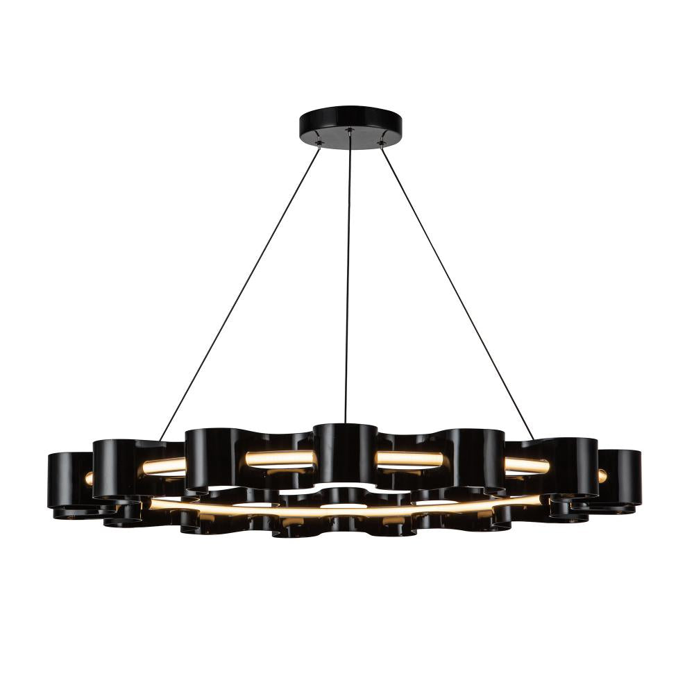 Kuzco CH18035-GBK Nami 32-in LED Chandelier, UL Damp Rated, Gloss Black