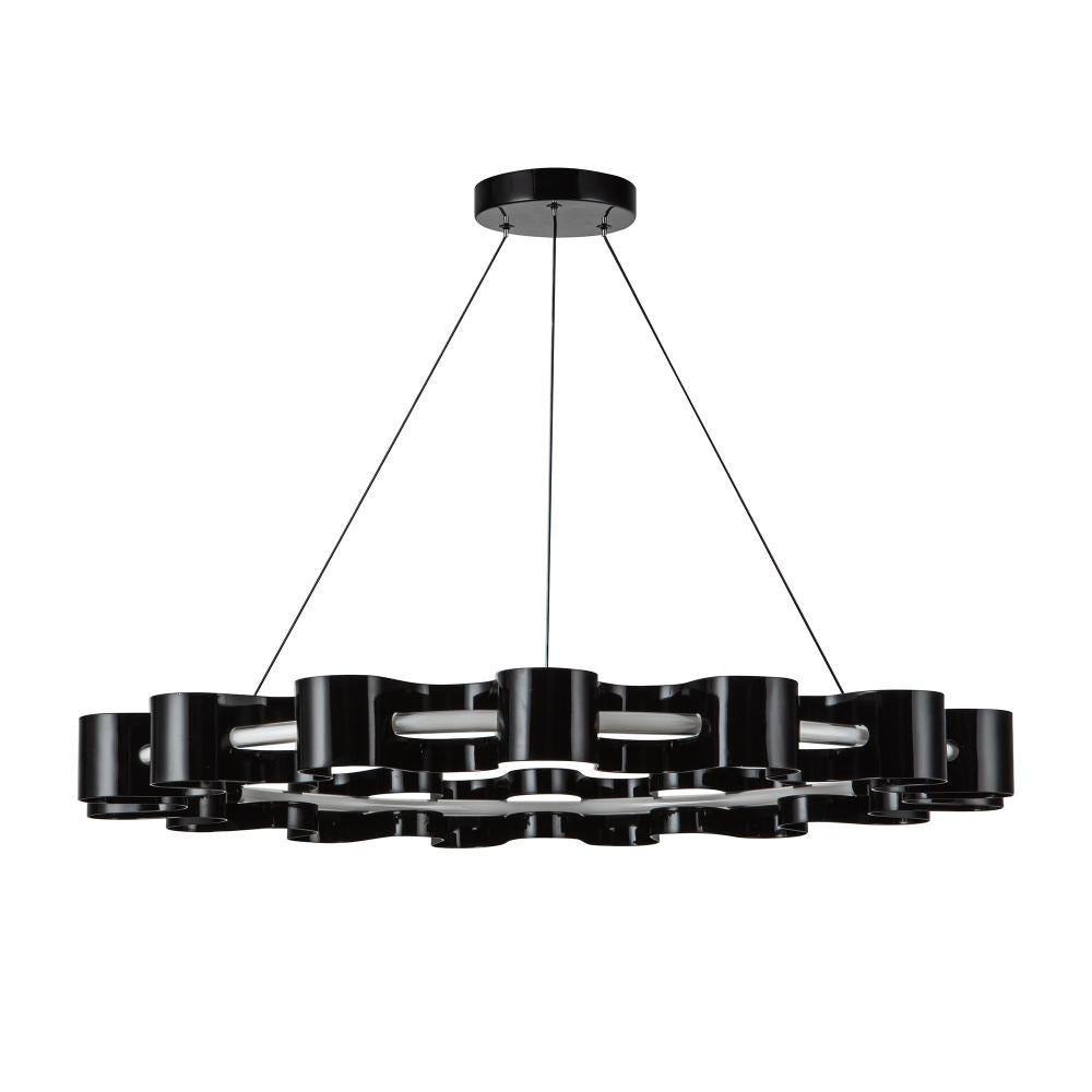 Kuzco CH18035-GBK Nami 32-in LED Chandelier, UL Damp Rated, Gloss Black