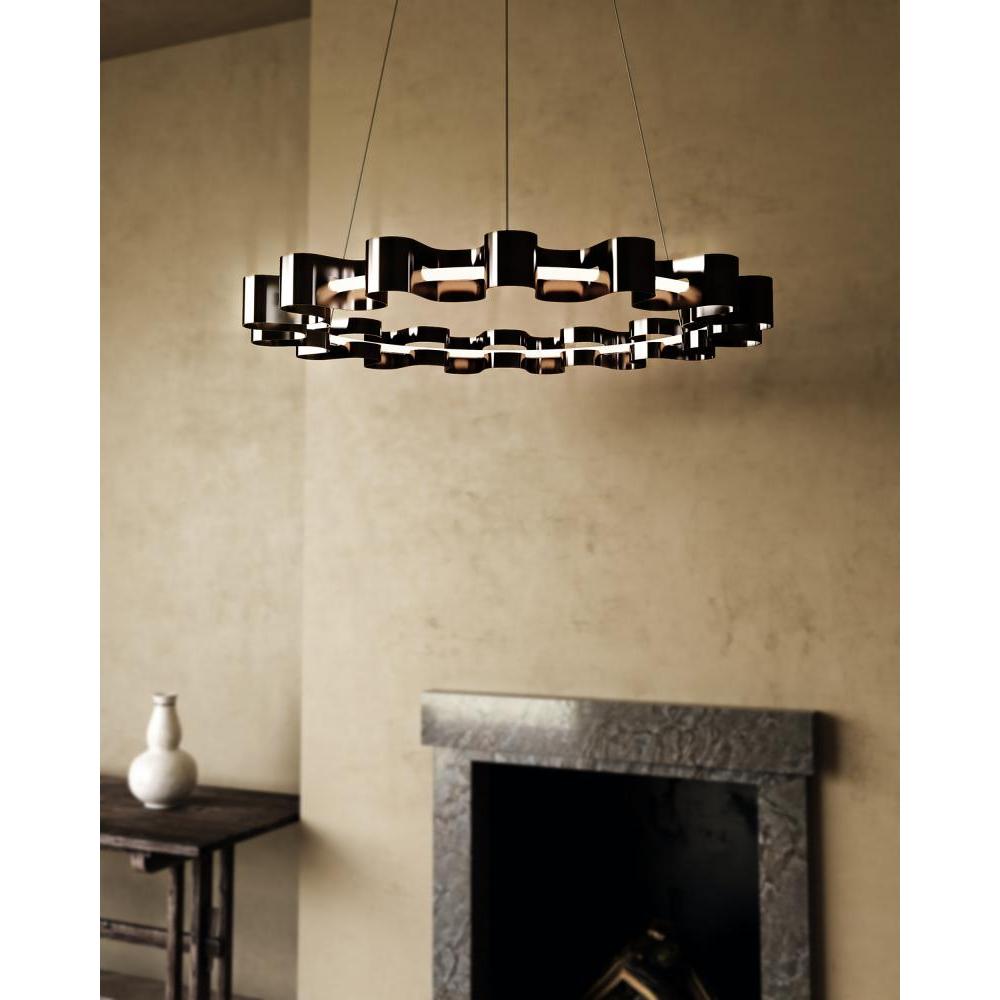 Kuzco CH18035-GBK Nami 32-in LED Chandelier, UL Damp Rated, Gloss Black