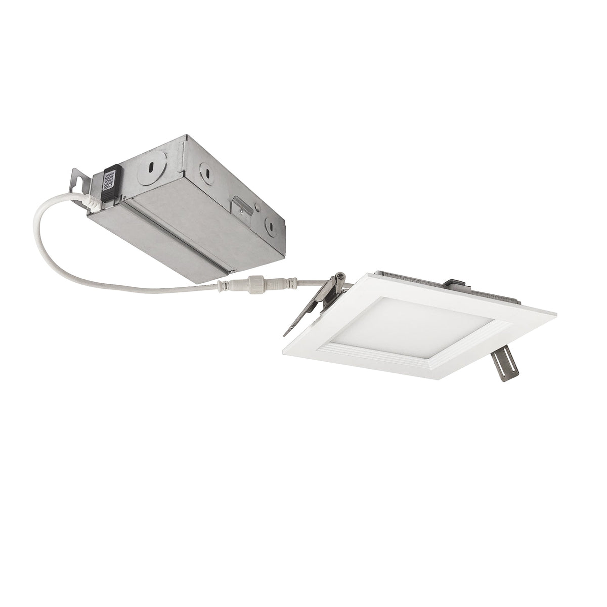 4" FLIN Square Can-less Wafer LED Downlight, 650lm / 10.5W, Selectable CCT, White Finish, 120-277V; Triac/ELV dimming