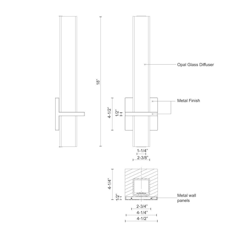 Kuzco Nepal 84218-CH LED Wall Sconce, UL Damp Rated, Chrome