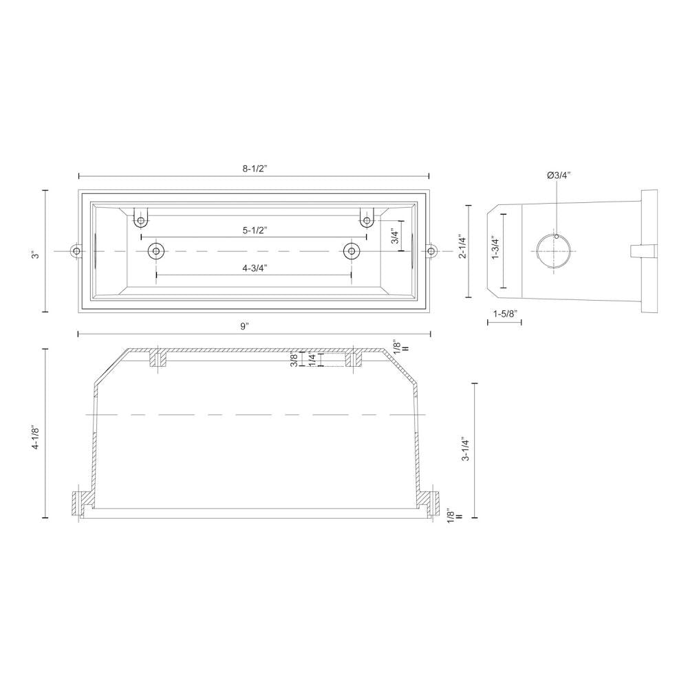 Kuzco Newport ER7110-CBOX Exterior Wall Box, Die Cast Wet Location Back Box, Compatible with ER711 and ER941