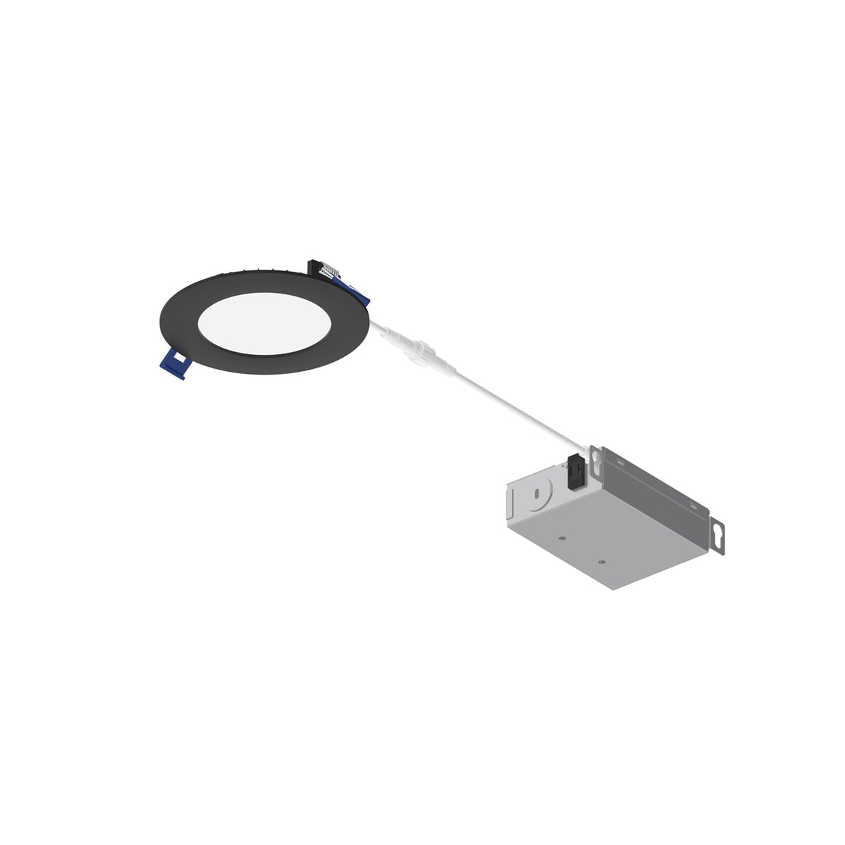 4" FLAT Non-Metallic Can-less LED Downlight, 700lm / 10W, Selectable CCT, Black finish, 120V; Triac/ELV dimming