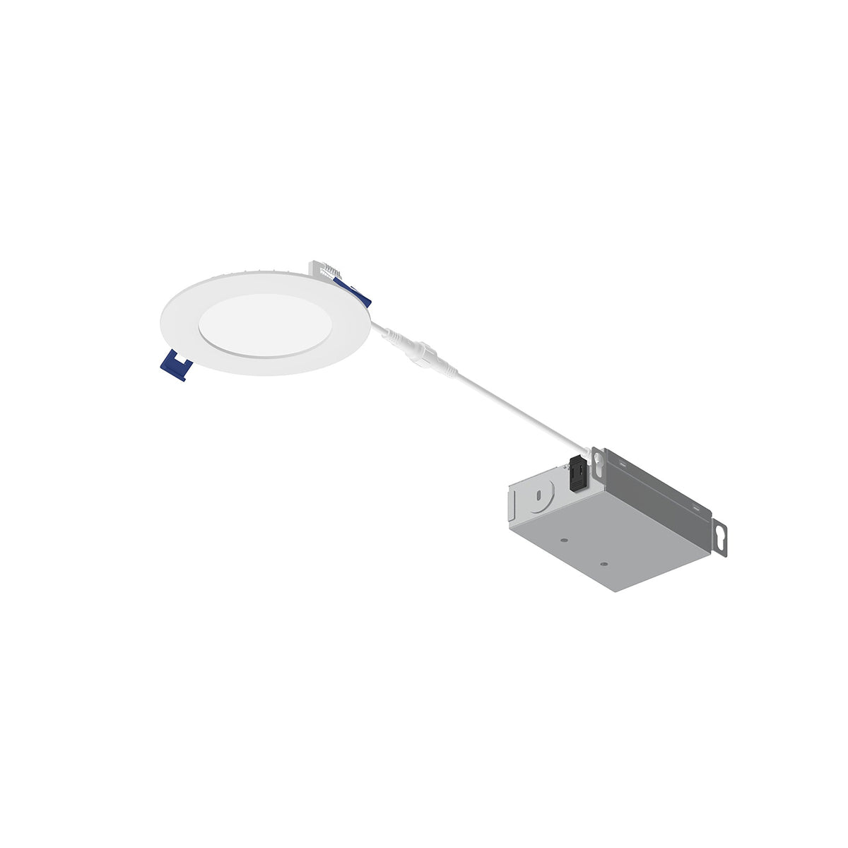 4" FLAT Non-Metallic Can-less LED Downlight, 700lm / 10W, Selectable CCT, White finish, 120V; Triac/ELV dimming