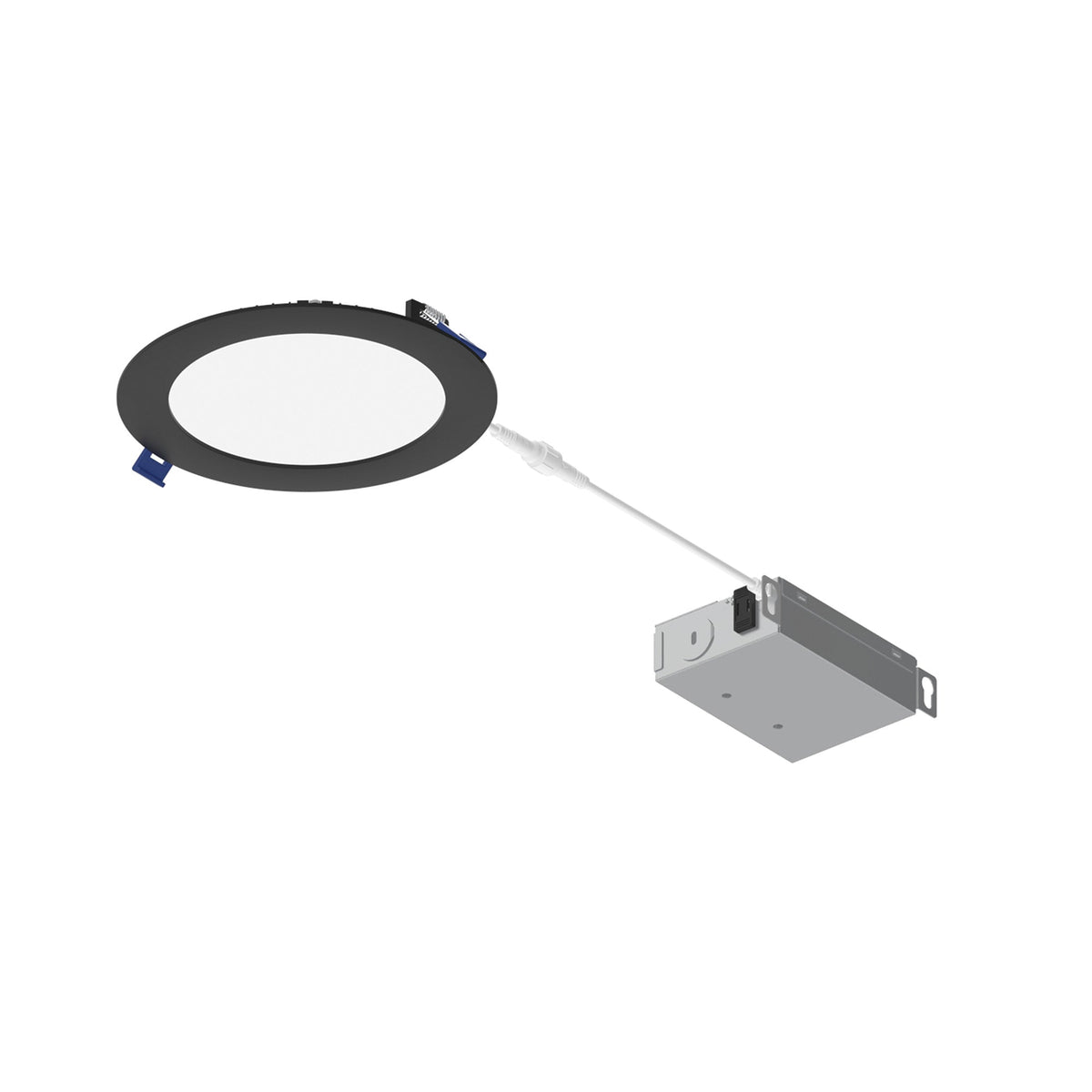 6" FLAT Non-Metallic Can-less LED Downlight, 1050lm / 13.5W, Selectable CCT, Black finish, 120V; Triac/ELV dimming