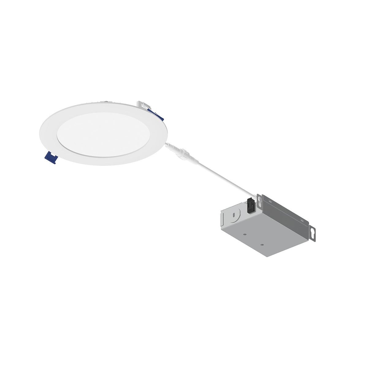 6" FLAT Non-Metallic Can-less LED Downlight,1050lm / 13.5W, Selectable CCT, White finish, 120V; Triac/ELV dimming