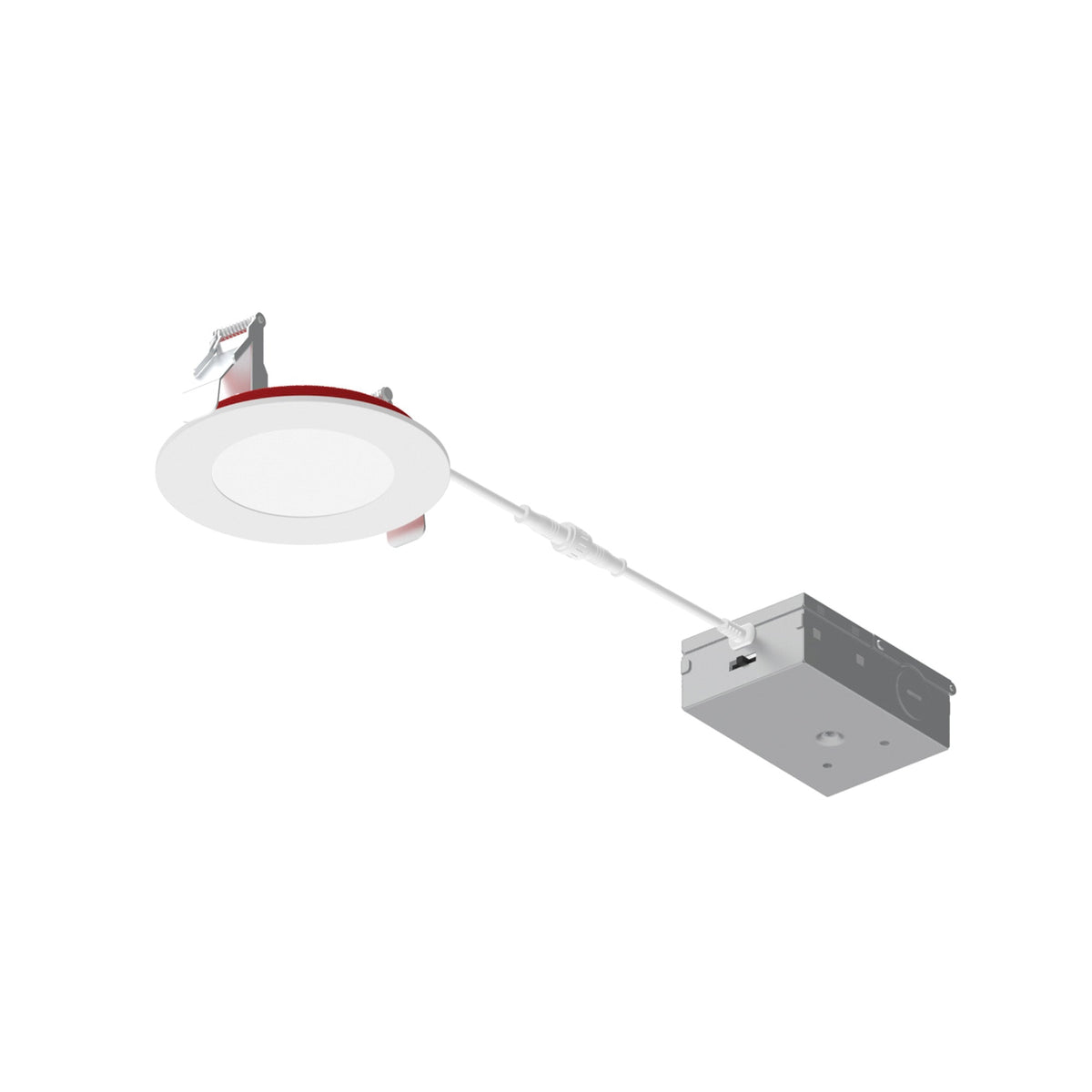 4" Fire Rated Can-less Flat LED Downlight, Selectable CCT, 1200lm / 12W, White Finish