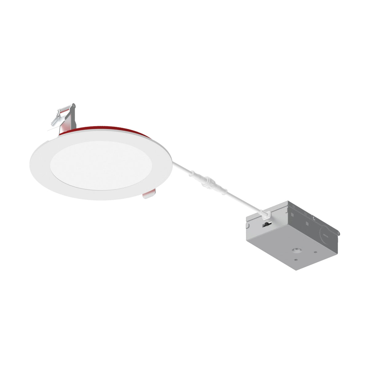 6" Fire Rated Can-less Flat LED Downlight, Selectable CCT, 1550lm / 15W, White Finish