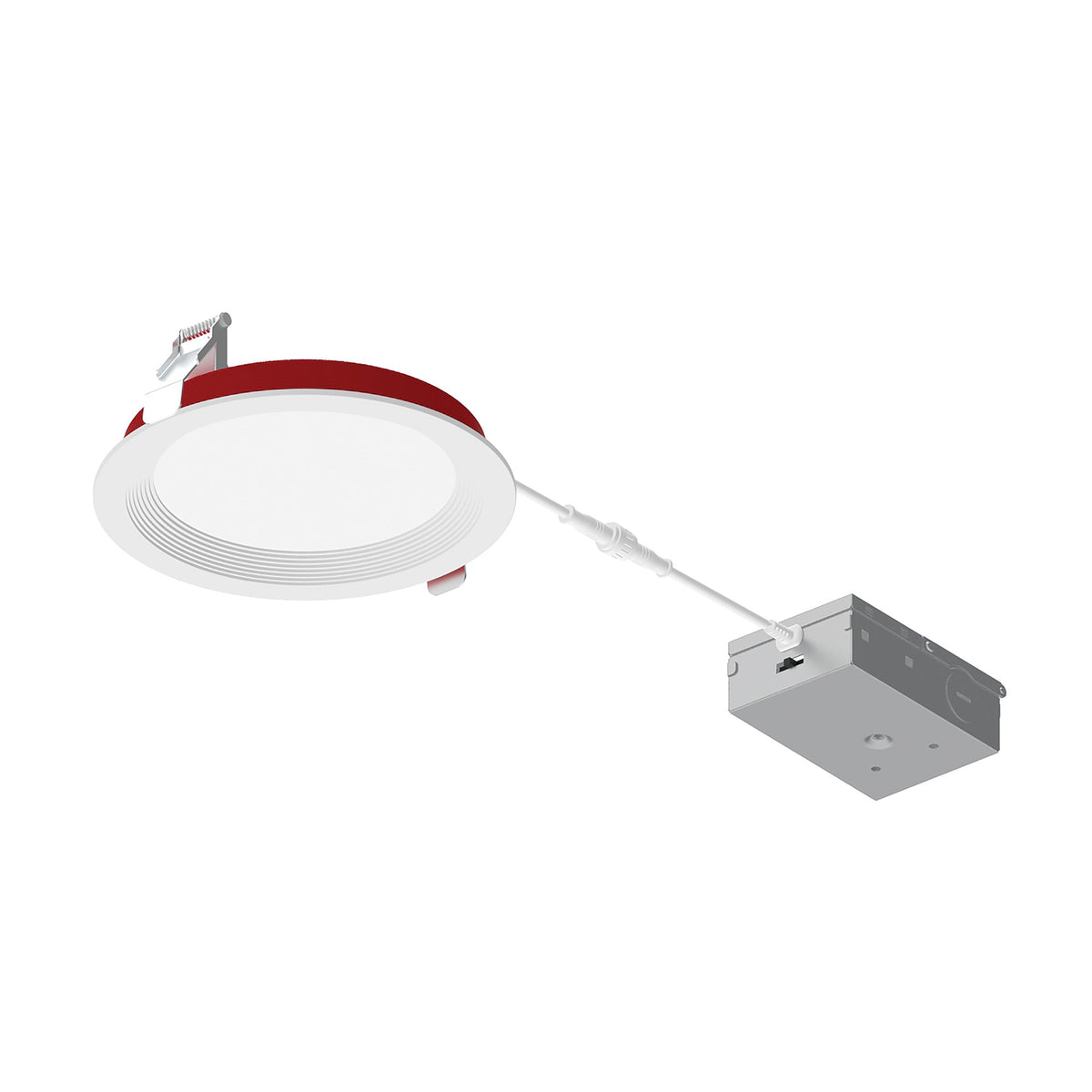 6" Fire Rated Can-less Baffled LED Downlight, Selectable CCT, 1500lm / 15W, White Finish