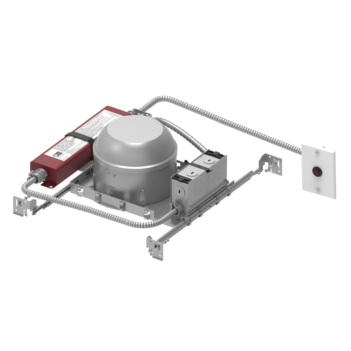 6" Shallow, IC, AT LED Dedicated New Construction Housing , 120V, Triac/ELV Dimming, w/ Emergency Battery and Remote Test Switch