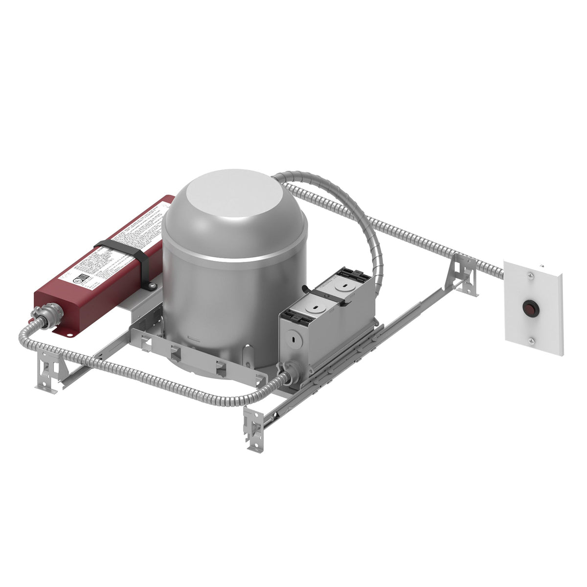 4" IC, AT LED Dedicated New Construction Housing, 120-277V, 0-10V dimming, w/ Emergency Battery and Remote Test Switch