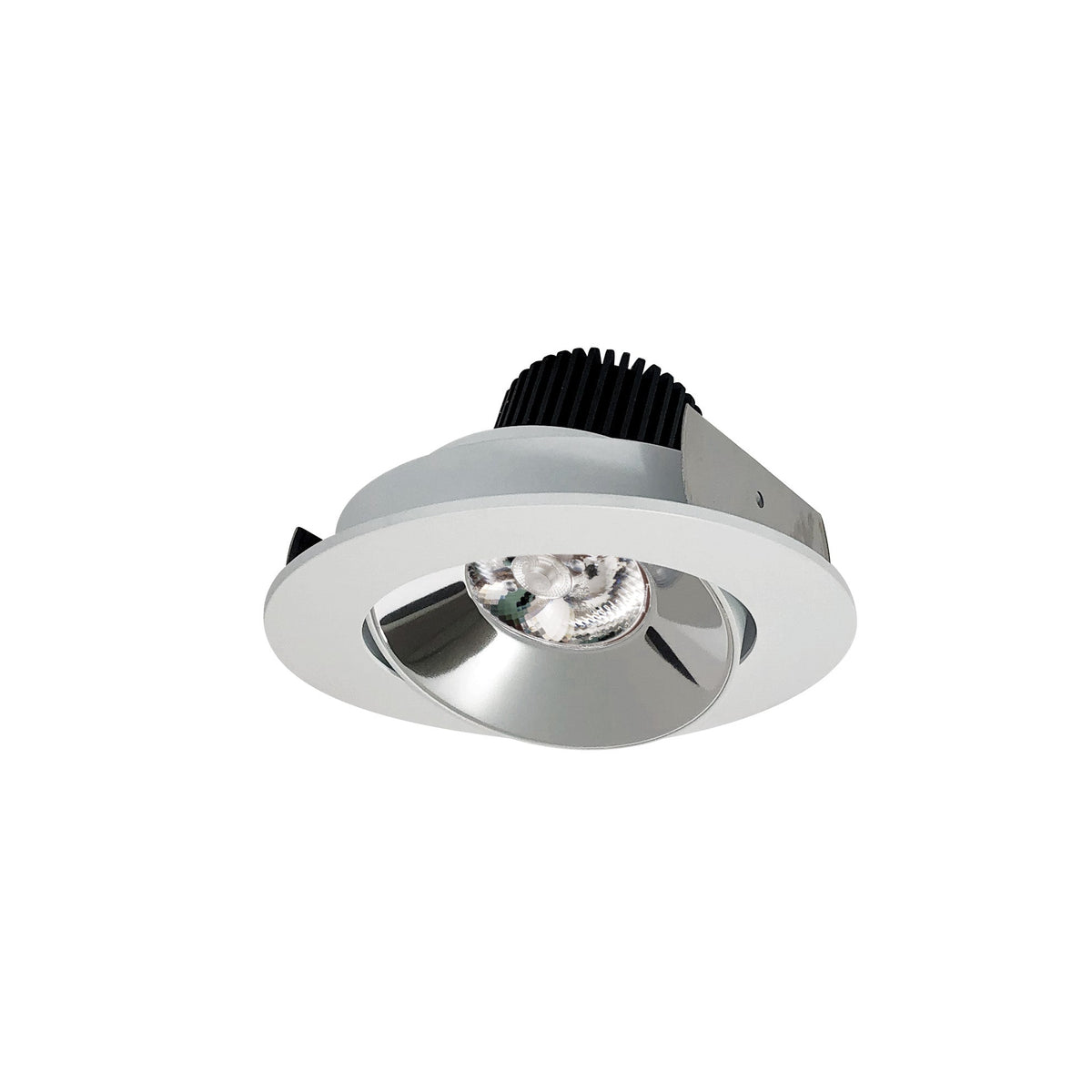 4" Iolite LED Round Adjustable Cone Reflector, 10-Degree Optic, 900lm / 12W, 3000K, Specular Clear Reflector / Bright White Flange