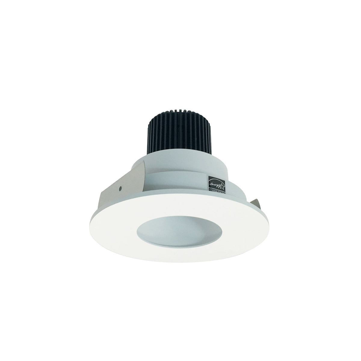 4" Iolite LED Round Pinhole, 10-Degree Optic, 800lm / 12W, 3500K, Black Pinhole / Bright White Flange
