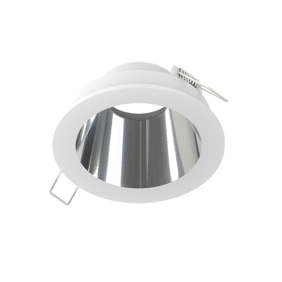 4" Iolite Can-less Round Downlight Trim, Specular Clear Reflector / Bright White Flange