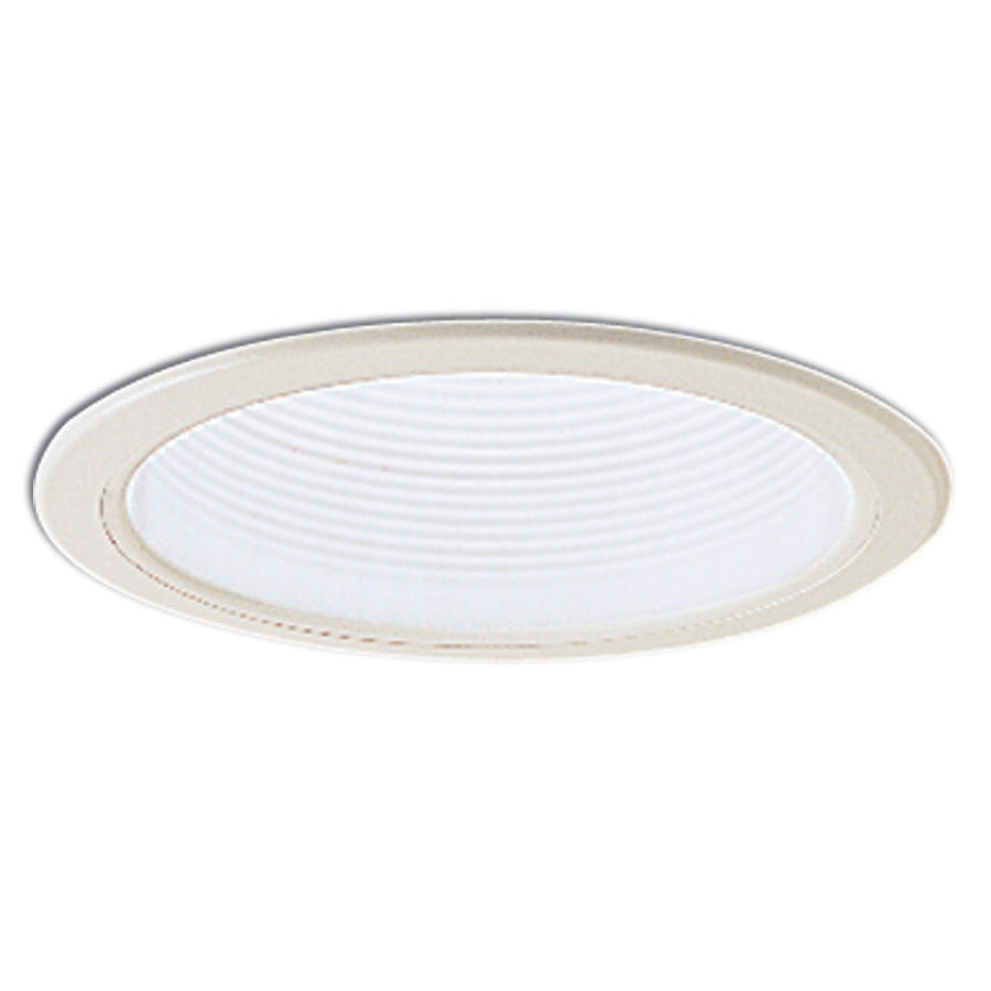 6" Adjustable Stepped Baffle Trim w/ Plastic Ring, White/White