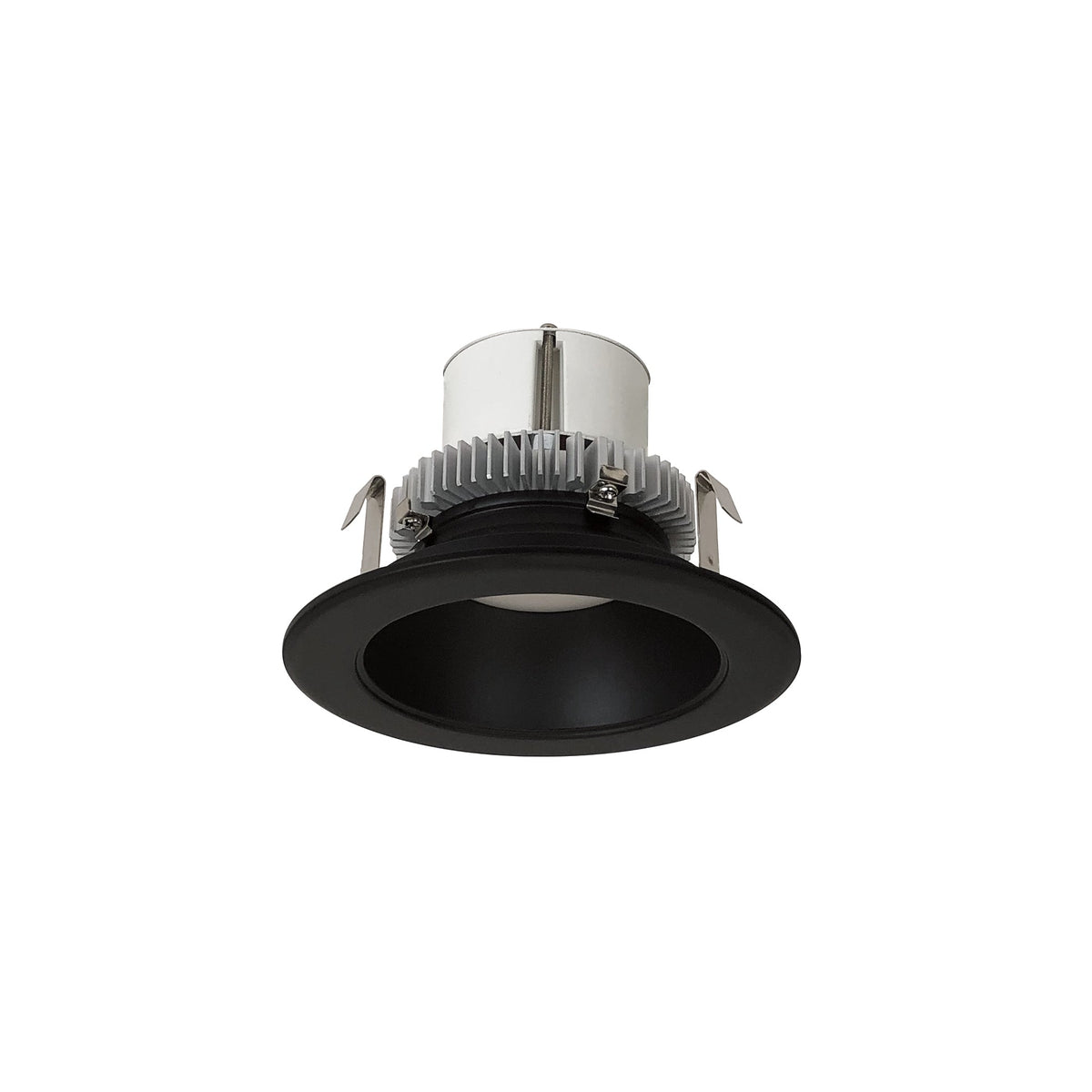 4" Cobalt Click Round Retrofit Reflector, 1000lm / 12W, 3000K, Black Reflector / Black Flange, Pre-Wired for Emergency