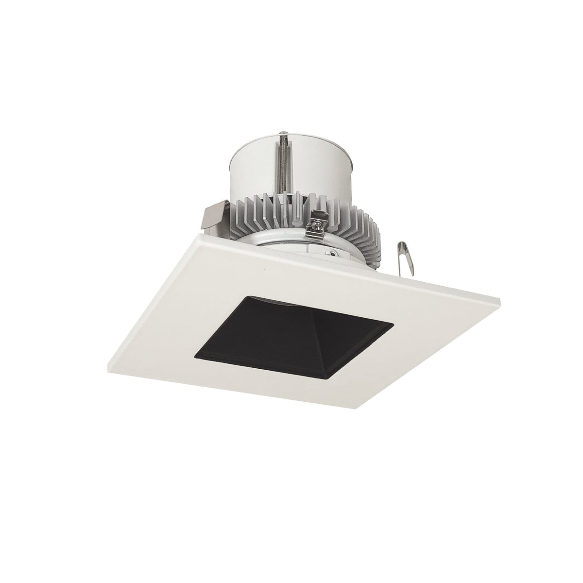 4" Cobalt Click Square Retrofit Reflector with Square Aperture, 750lm / 10W, 2700K, Black Reflector / White Flange, 120-277V input; Phase or 0-10V dimming