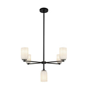 Kuzco Lighting CH57731-BK/GO Nola 31-in Chandelier, 5 Lights, Black/Glossy Opal Glass