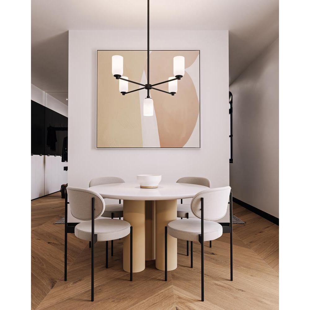 Kuzco Lighting CH57731-BK/GO Nola 31-in Chandelier, 5 Lights, Black/Glossy Opal Glass