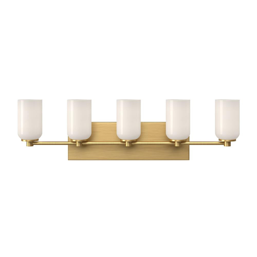 Kuzco Nola VL57732-BG/GO Vanity Light Fixture, UL Damp Rated, Brushed Gold/Glossy Opal Glass